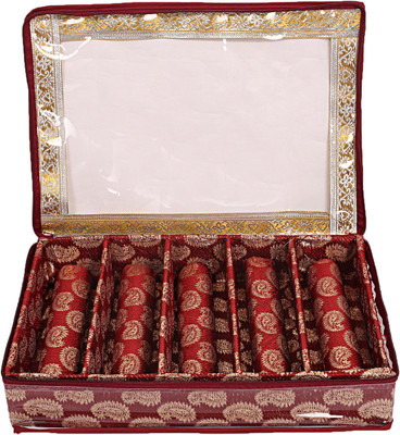

kuber industries Wooden 5 Rod Bangle Box (Maroon) Set of 2 Pcs Bangle box Vanity Box(Maroon)