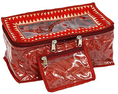 

FORE TREND Jewellery Kit With 10 Transparent Pouches Casual- Maroon Vanity Box(Maroon)