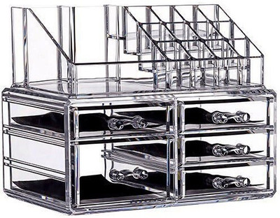

Starbust Cosmetic Jewellery makeup Storage Box kit with 4 Drawers Clear Acrylic Stand and organizer Makeup Makeup & jewellery set Vanity Box(White)