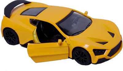 

Techhark Die-cast Metal Car (5 inch) in Yellow 1:36 Scale with Open-able Doors, Flash Lights and Sounds(Yellow)