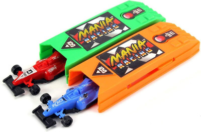 

Tiny's World Top Team Racing Play Set, Push Back Cars Into Chamber, Press Button to Launch(Multicolor)