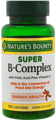 

Nature's Bounty Super B-Complex with Folic Acid Plus Vitamin C, 150 Coated Tablets NRT-13168(150 No)