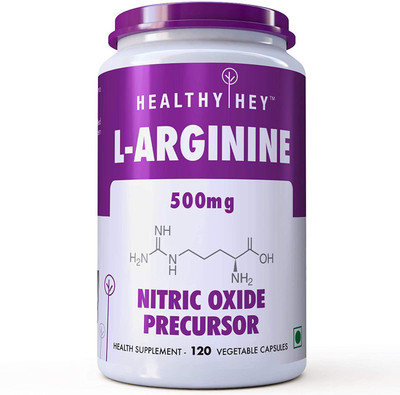 

HealthyHey Nutrition L-Arginine 500mg, 120 Vegetable Capsules (Pack of 1)(500 mg)