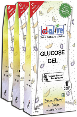 

D-Alive -Alive 15g of Fast Acting Glucose Gel - Pack of 3 - Total 9 Pocket Size Sachets(90 g)