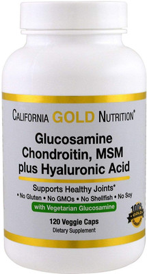

California Gold Nutrition CGN, Vegetarian Glucosamine, Chondroitin, MSM Plus Hyaluronic Acid, 120 Veggie Caps(120 No)