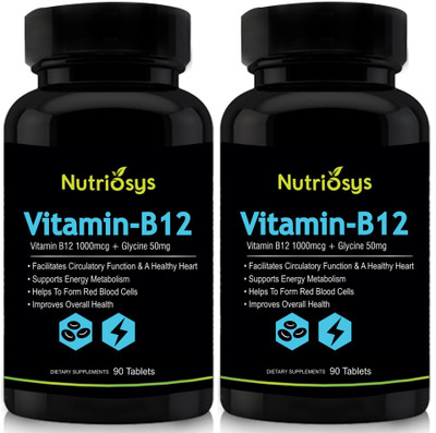 

Nutriosys Vitamin B12 1000mcg ( Tablets)- Pack of 2(180 No)