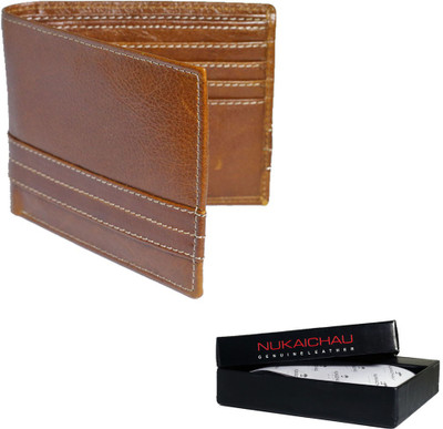 

NUKAICHAU Men Casual Tan Genuine Leather Wallet(8 Card Slots)