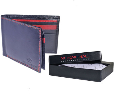 

NUKAICHAU Men Casual Blue Genuine Leather Wallet(11 Card Slots), Black