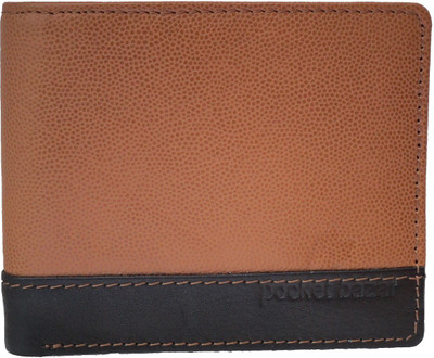 

pocket bazar Men Tan, Black Genuine Leather Money Clip(6 Card Slots), Black;tan