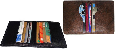 

FERRET Men Casual Brown, Black Artificial Leather, Genuine Leather Card Holder(10 Card Slots), Black;brown