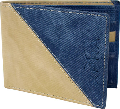 

Xpra Men Casual Blue, Beige Genuine Leather Wallet(10 Card Slots)