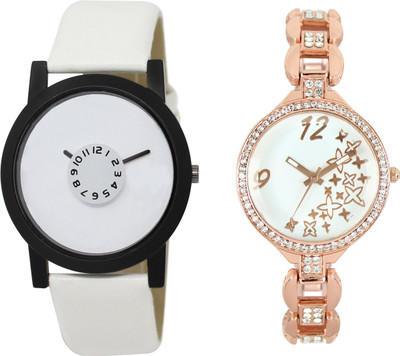 

Shocknshop LR26_210 Designer Analog Leather and Chain Strap Couple Watch - For Men & Women