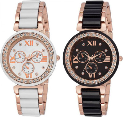 D'RAYS STYLISH ATTRACTIVE DIAMOND STUDDED DIAL COMBO Watch - For Women