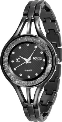 Youth Club PK-02BLK New Black Moving Stone Girl Series Watch - For Girls