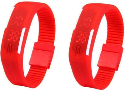 

HK New Arrival and Fency 2018 Festivel Season Special LEDRED Watch for Rubber Band (Combo-2) Watch - For Men