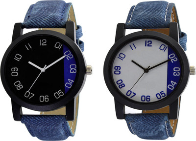

SVM ATP-O21-24 Stylish Round Shape Blue Strap Multicolor Dial Men's & Boy's (Pack of 2) Watch - For Men