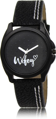 

LOREM LR234 Black-Round Designer Wifey Leather Watch - For Women