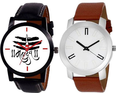 

Miss Perfect Combo Pack 2 New Stylish Designer Leather Belt Watch For Boys & Girls OD-N15 Watch Watch - For Men