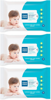 

MeeMee Caring Baby Wet Wipes with Aloe Vera (72 pcs) (Pack of 3)(216 Pieces)