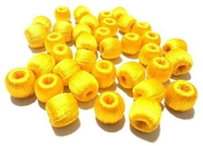 

Medonna shoppe Yellow colour silk thread wrapped beads for jewellery making, craft works, pack of 50 nos