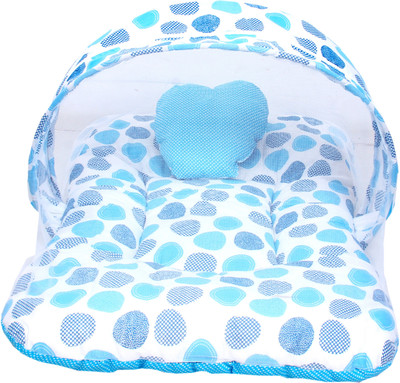 

RBC RIYA R blue dot net baby mosquito net bed crib(Fabric, Blue)