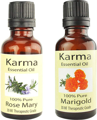 

Karma 100% pure Therapeutic Grade undiluted essential oils in 30 ml Bottles-Rosemarry Essential Oil Marigold Essential Oil(30 ml)