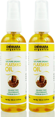 Donnara Organics 100% Pure Flaxseed oil- 100% Pure & Natural Combo pack of 2 bottles of 100 ml(200 ml)(200 ml)