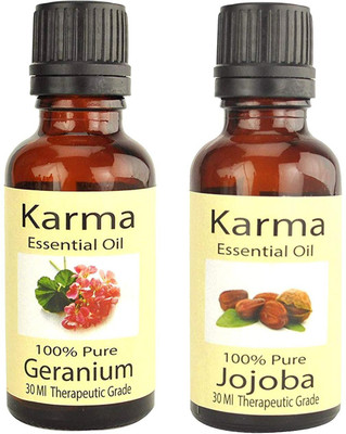 

Karma 100% pure Therapeutic Grade undiluted essential oils in 30 ml Bottles-Jojoba Essential Oil Geranium Essential Oils(30 ml)