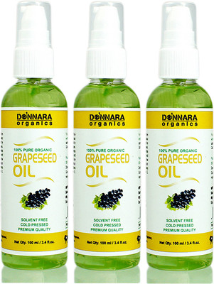 

Donnara Organics Premium Grapeseed oil- 100% Pure & Natural Combo pack of 3 bottles of 100 ml(300 ml) Hair Oil(300 ml)