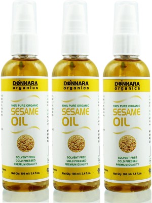 

Donnara Organics 100% Pure Sesame oil Combo pack of 3 bottles of 100 ml(300 ml)(300 ml)