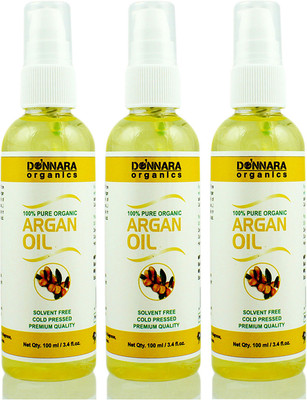 

Donnara Organics 100% Pure Argan oil Combo pack of 3 bottles of 100 ml(300 ml)(300 ml)