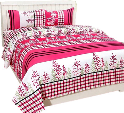 RASHMI CREATION 145 TC Microfiber Double Self Design Flat Bedsheet(Pack of 1, Multicolor)