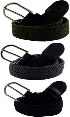 

ELS Men & Women Casual Multicolor Canvas, Fabric, Synthetic Belt, Black;green;grey