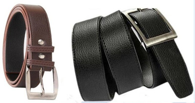 

Besto Men Formal Brown, Black Artificial Leather Belt, Multi color