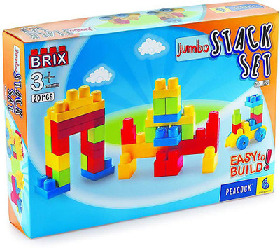 

Peacock Brix Jumbo Stack Set 20 Pcs - 3 Months Plus(Multicolor)