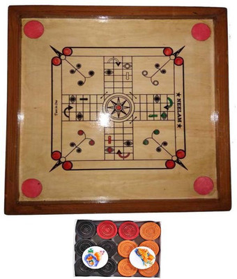 

qweezer ( Brown Wood 50 x 50 cm carrom board game ) with 24 coins, 2 striker 1 powder 50 cm Carrom Board(Brown)