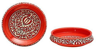 

caffeine Decorative Bowl 11 Inch Stoneware in Red Mughal Handmade Ceramic Bowl Set(Red, Pack of 2)
