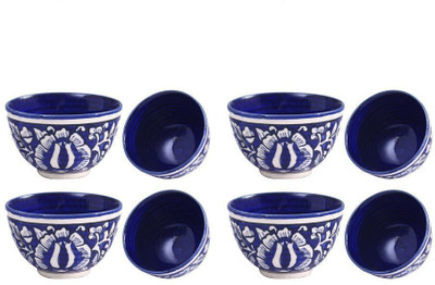 

caffeine Dining Dessert Bowl in Blue Mughal Ceramic Bowl Set(Blue, Pack of 8)