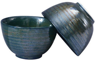 

caffeine Dining Dessert Bowl in Green Ferrous Ceramic Bowl Set(Green, Pack of 2)