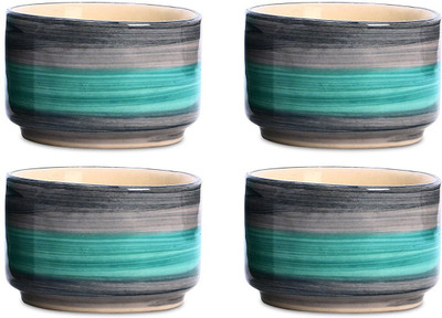 caffeine Dip and Sauce Round Serving Bowl in Seagreen and Grey Studio (Set of 4) Ceramic Bowl Set(Blue, Grey, Pack of 4)