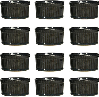 

caffeine Dessert Serving Bowl in Glossy Metallic Ramekins (Set of 12) Ceramic Bowl Set(Black, Pack of 12)