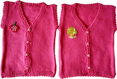

Little Aayu Baby Boys & Baby Girls Button Self Design Cardigan, Pink