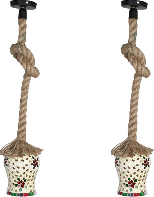 AFAST Ultra Stylish Pendant Ceiling Lamp Light Hanging In Rope With Hand Decorative Designer Glass Shade (Set Of Two ) Rf59 Pendant Lamp Ceiling Lamp(Multicolor)