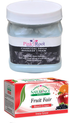 

Pink Root CHARCOAL CREAM 500ML WITH NATURENCE FRUIT BLEACH 200G(Set of 2)