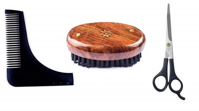 

BOXO Stylish Combo For Men Beard Brush With Scissor & Beard Comb(Set of 3)