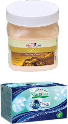 Pink Root GOLD CREAM 500ML WITH NATURENCE OXY RICH BLEACH 230G(Set of 2)