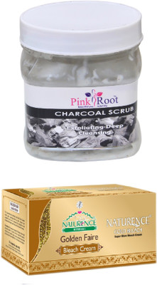 

Pink Root CHARCOAL SCRUB 500ML WITH NATURENCE GOLD BLEACH 200G(Set of 2)