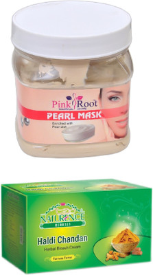 

Pink Root PEARL MASK 500ML WITH NATURENCE HALDI CHANDAN BLEACH 200G(Set of 2)