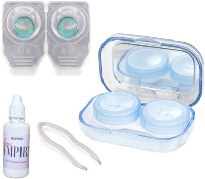 

Choice Empire Aqua Color Contact Lens With Travel Kit Case Box And Miror Tweezers And Solution Monthly Contact Lens(0, Aqua, Pack of 3)