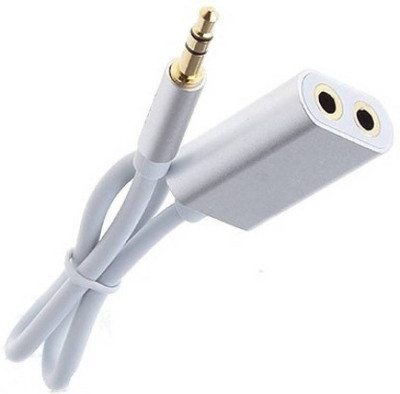 

OLECTRA Metal 3.5mm Jack Audio Sharing Cable Support Earphone + Microphone Function 2 in 1 Cable Headphone Adapter (Silver) Headphone Adapter(Mobile, Tablet, MP3 player, Computer, Laptop, White)